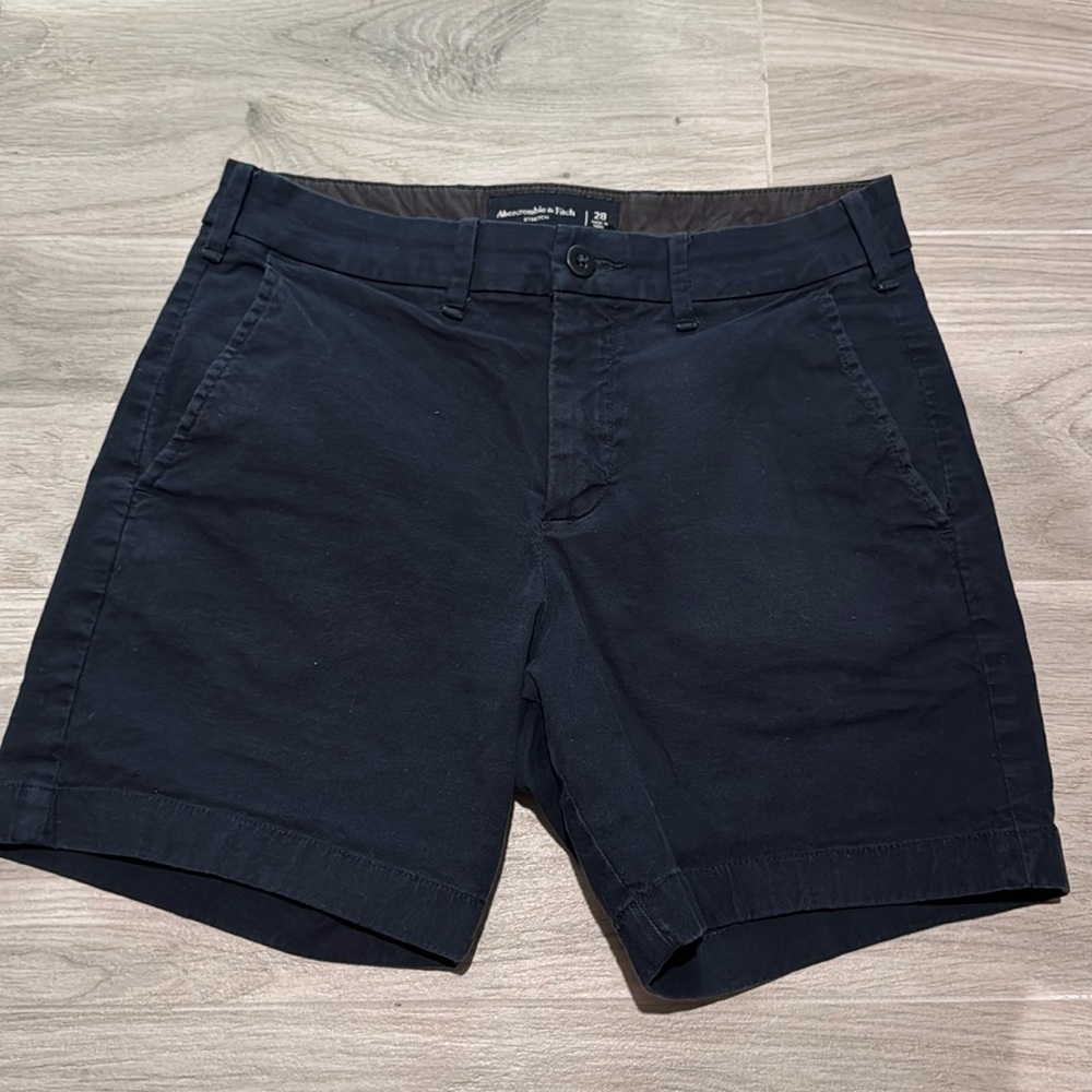 A & F navy flat front shorts